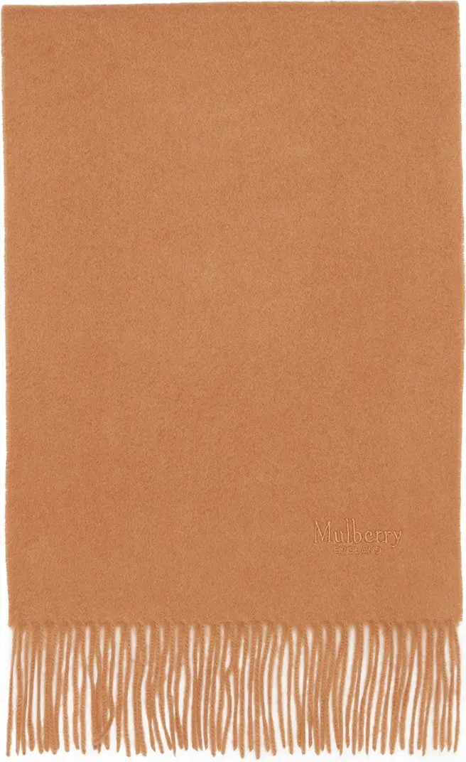 Embroidered Logo Fringe Trim Cashmere Scarf | Nordstrom