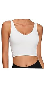 Lemedy Women Sports Bra Longline Crop Tank Top Padded Workout Running Yoga | Amazon (US)
