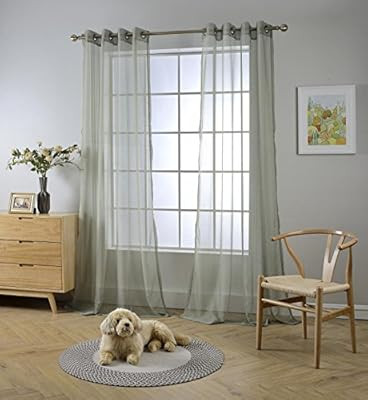 MIUCO 2 Panels Grommet Textured Solid Sheer Curtains 95 Inches Long for Nursery (2 x 54 Wide x 95... | Amazon (US)