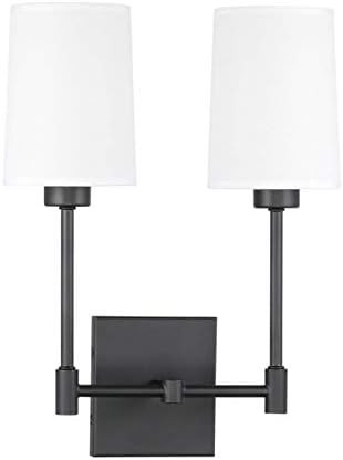 XiNBEi Lighting Wall Lamp, 2 Light Black Bedroom Wall Light with Fabric Shade for Bedside & Living R | Amazon (US)