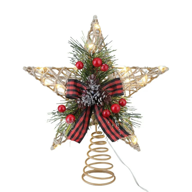 Gold Star Battery Operated LED Christmas Tree Topper, 10", Holiday Time - Walmart.com | Walmart (US)