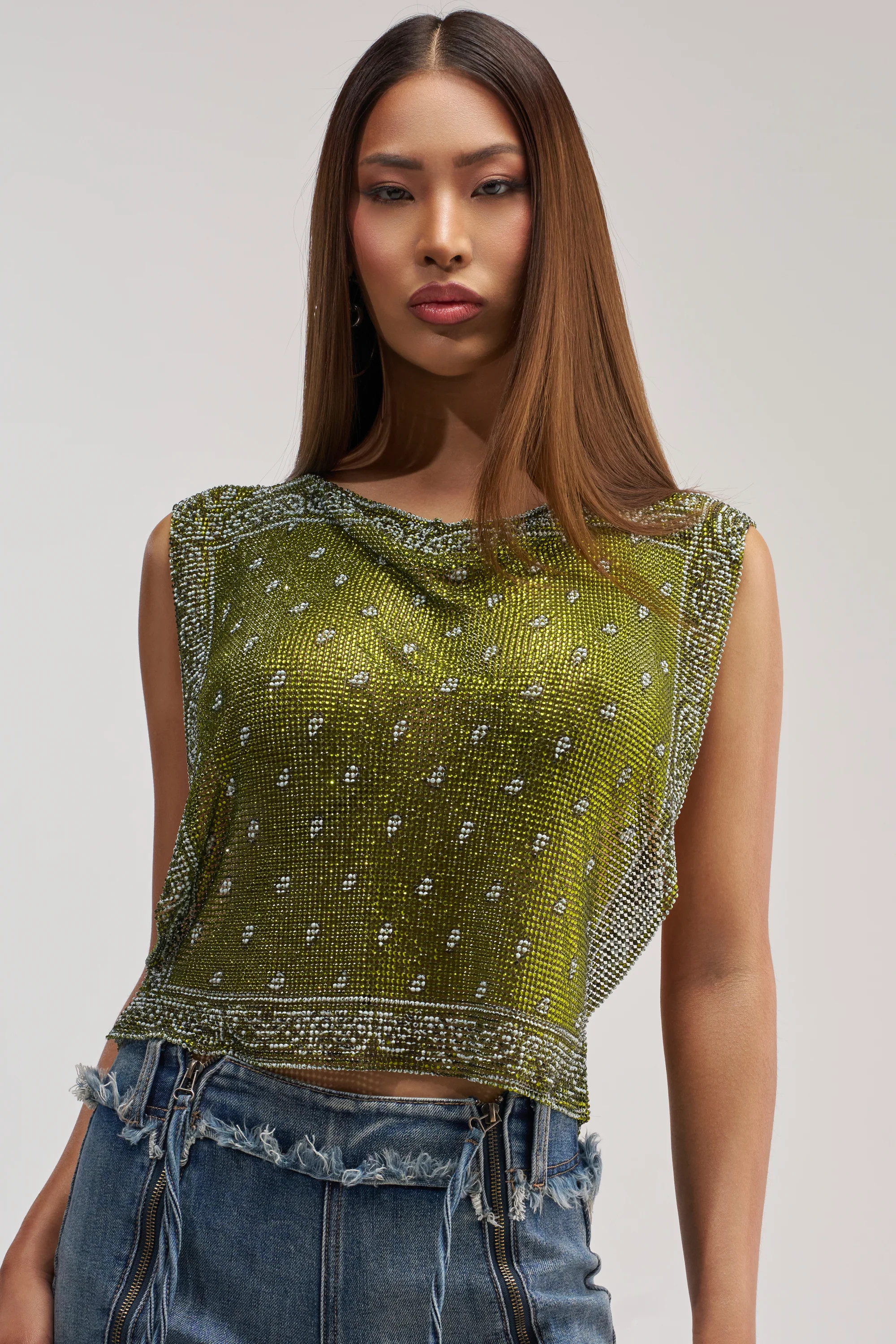 SUMMER LOVIN' RHINESTONE CHAIN TOP | AKIRA