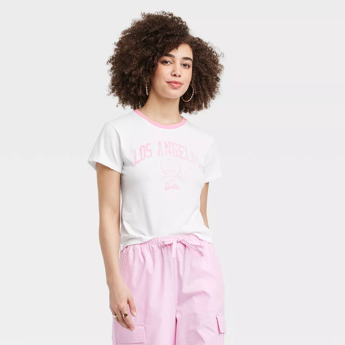 Women's Los Angeles Tennis Barbie Short Sleeve Ringer Graphic T-Shirt - White | Target