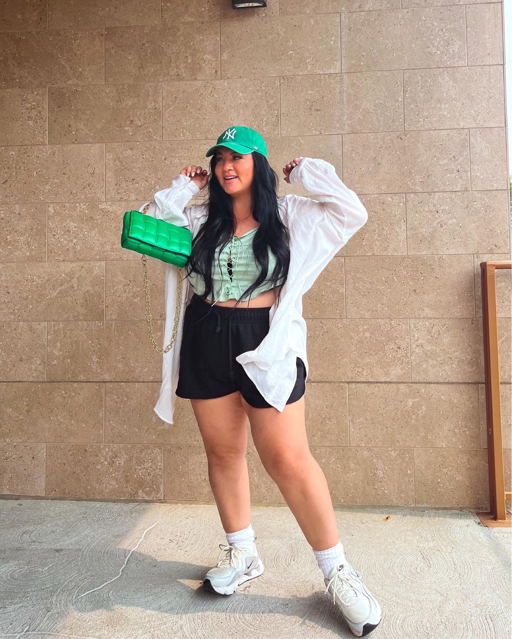 Size 3x in the crop
18 in the button up
1x in the shorts 

#LTKfit #LTKcurves #LTKstyletip