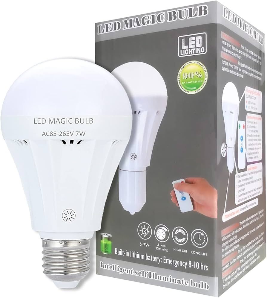 LIKERTLA LED Rechargeable Light Bulbs,7W LED Magic Bulbs with Remote Control Warm White Emergency... | Amazon (US)
