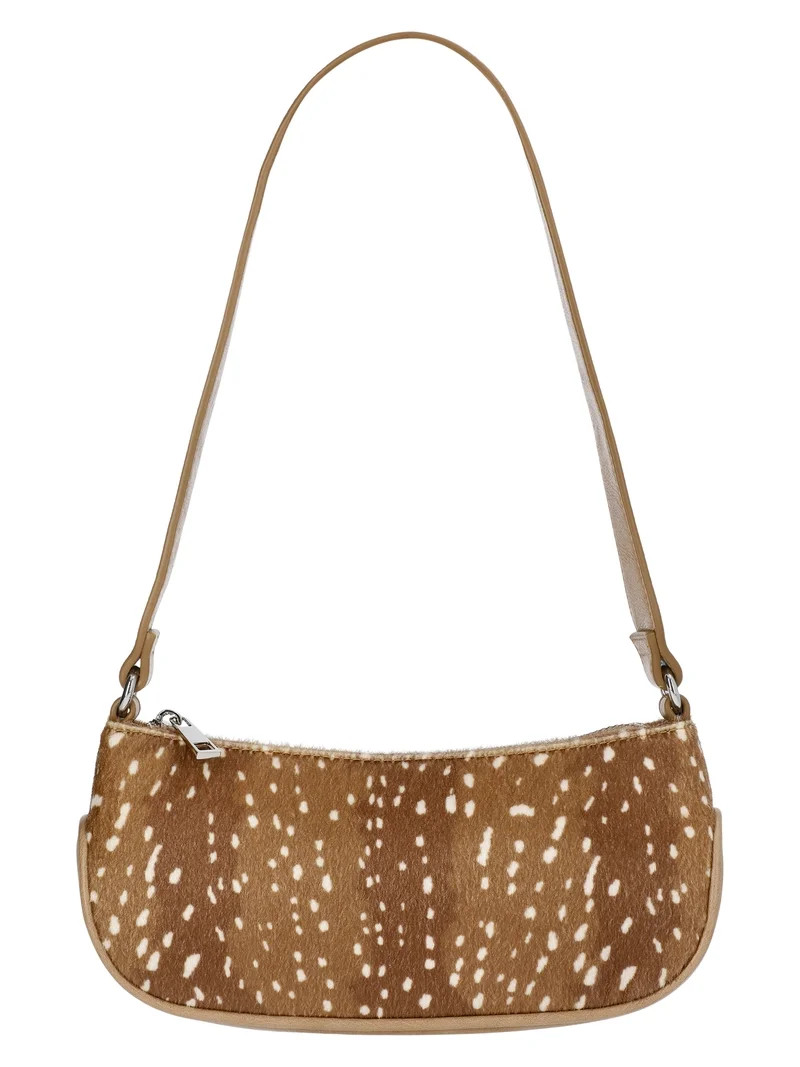 No Boundaries Women's Faux Leather Moto Shoulder Bag, Doe | Walmart (US)