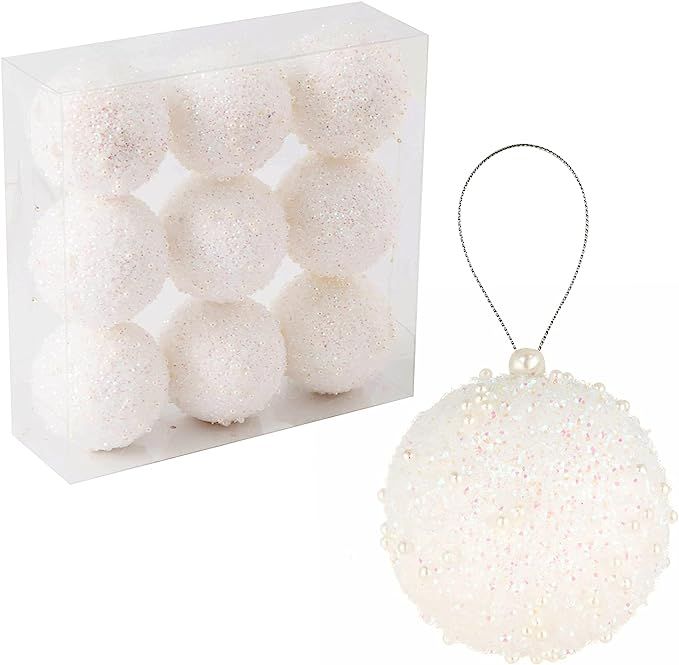 White Christmas Ball Ornaments, Xmas Tree Shatterproof Plastic Hanging Balls for Holiday Party De... | Amazon (US)