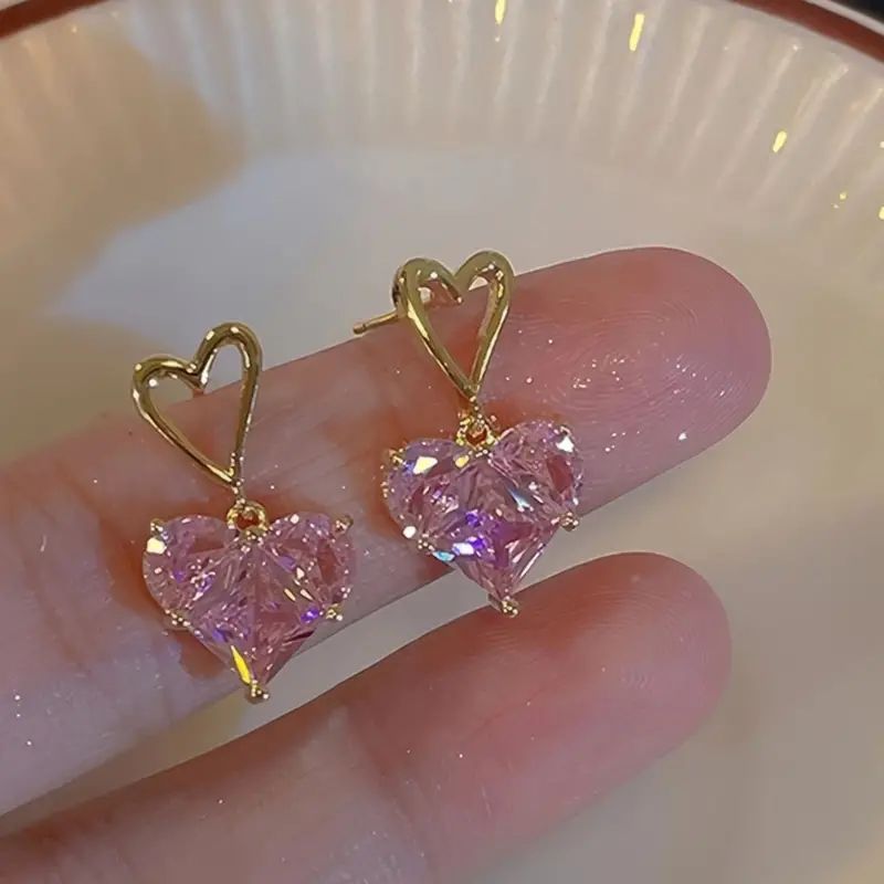 Valentine's Day Drop Earrings   Heart Shape Zircon With - Temu | Temu Affiliate Program
