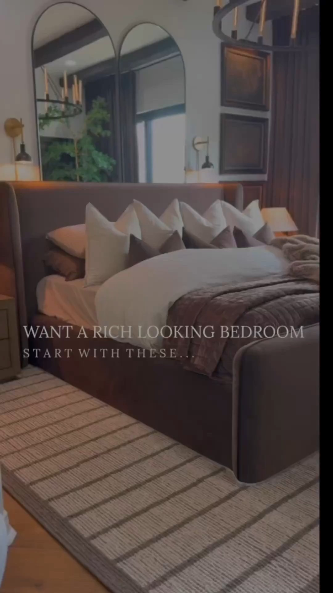 Want to recreate my iconic bedroom? Start with these finds first! ☝️

Solid Wood Nightstands 
Platform Bed Frame
Velvet Curtains
Picture Lights
Sconces
Bedding and Stunning Throw 
Rustic Pot
Faux Tree & Rug
Oversized Chandelier & Arched Mirrors

#interiordesign #bedroominspo #moodybedroomdesign #moodybedroom #aestheticbedroom #amazonfinds #interiordecor #bedroomdesign #moodybrowns #neutraldecor


#LTKHome #LTKU #LTKStyleTip