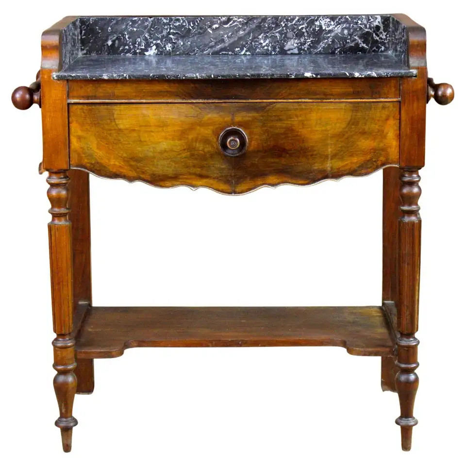 Side Table in Wood and Marble XIXth Century | 1stDibs