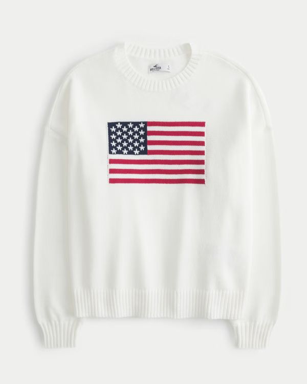 Oversized US Flag Graphic Crew Sweater | Hollister (UK)