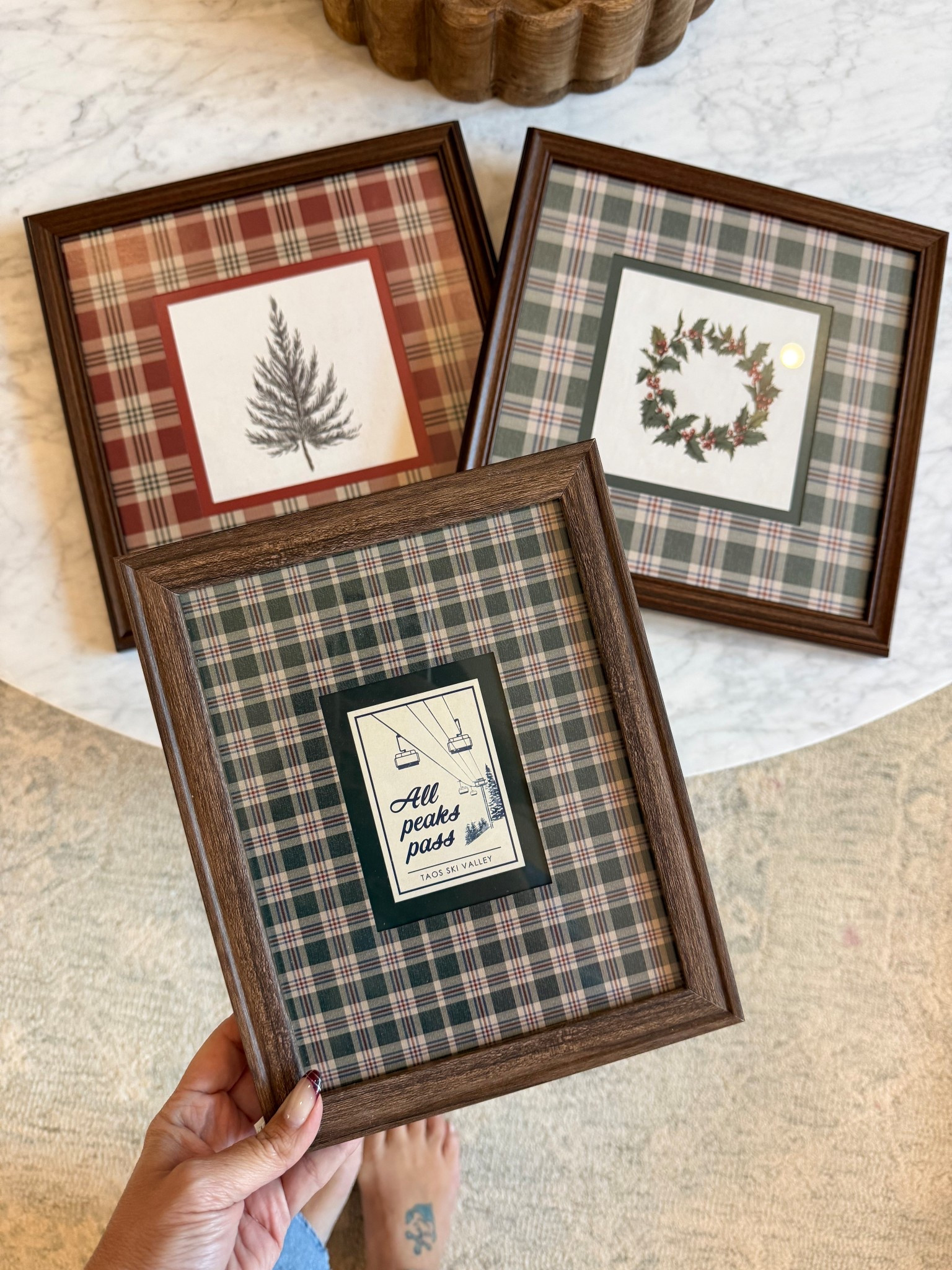 Plaid pictures with the prettiest wooden frames 🤌🏼

#LTKSeasonal #LTKHome #LTKHoliday