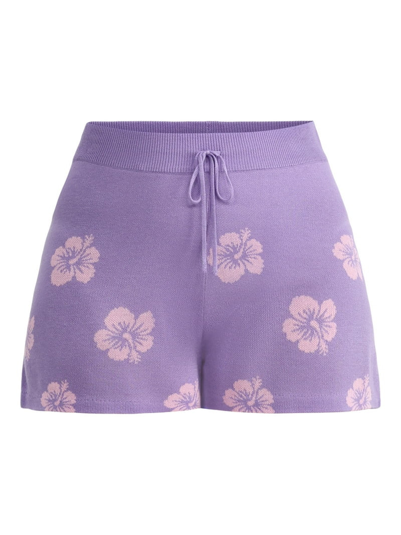 No Boundaries Intarsia Knit Shorts Coverup, 2.5'' Inseam, Women's | Walmart (US)