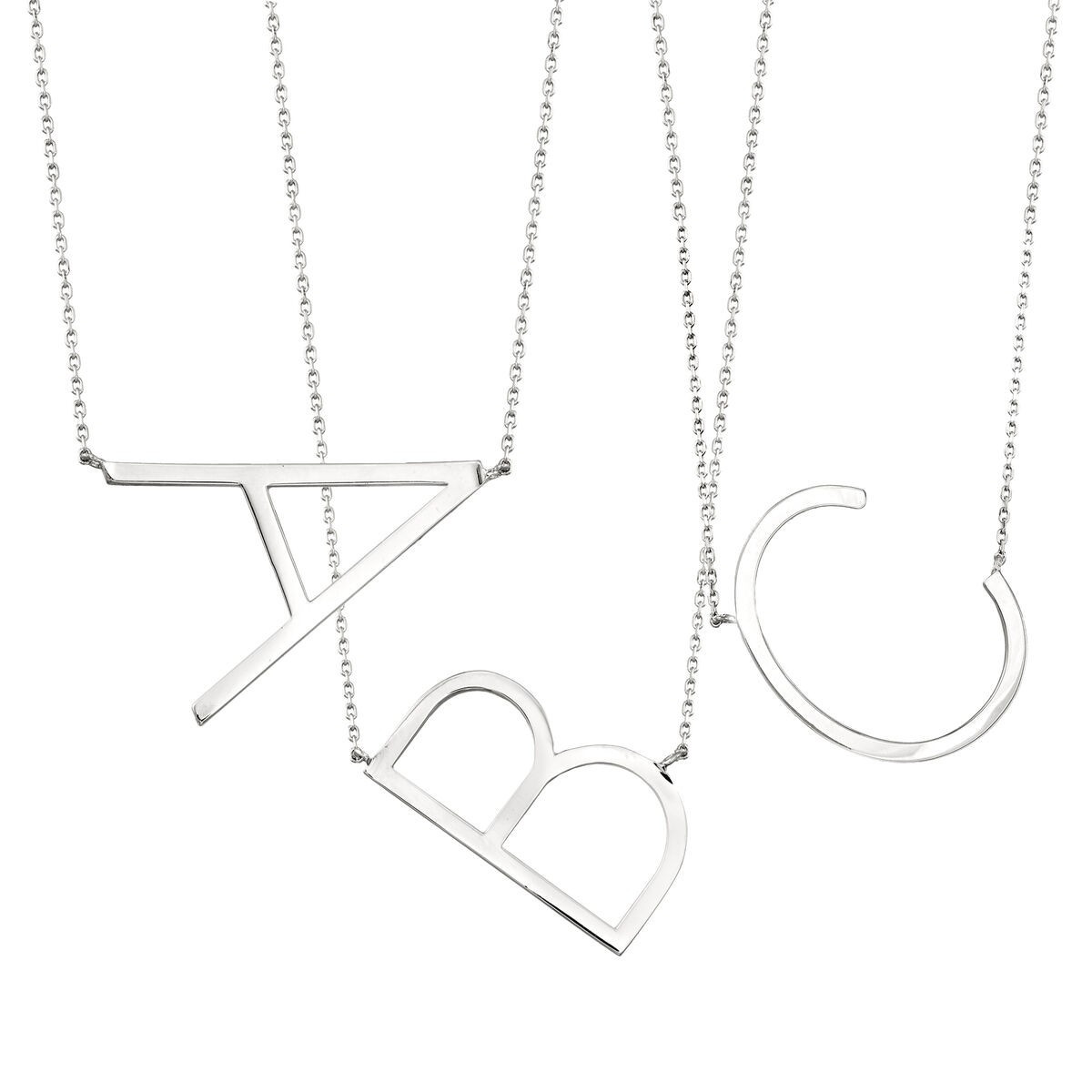 Sterling Silver Sideways Single Initial Necklace | Ross-Simons