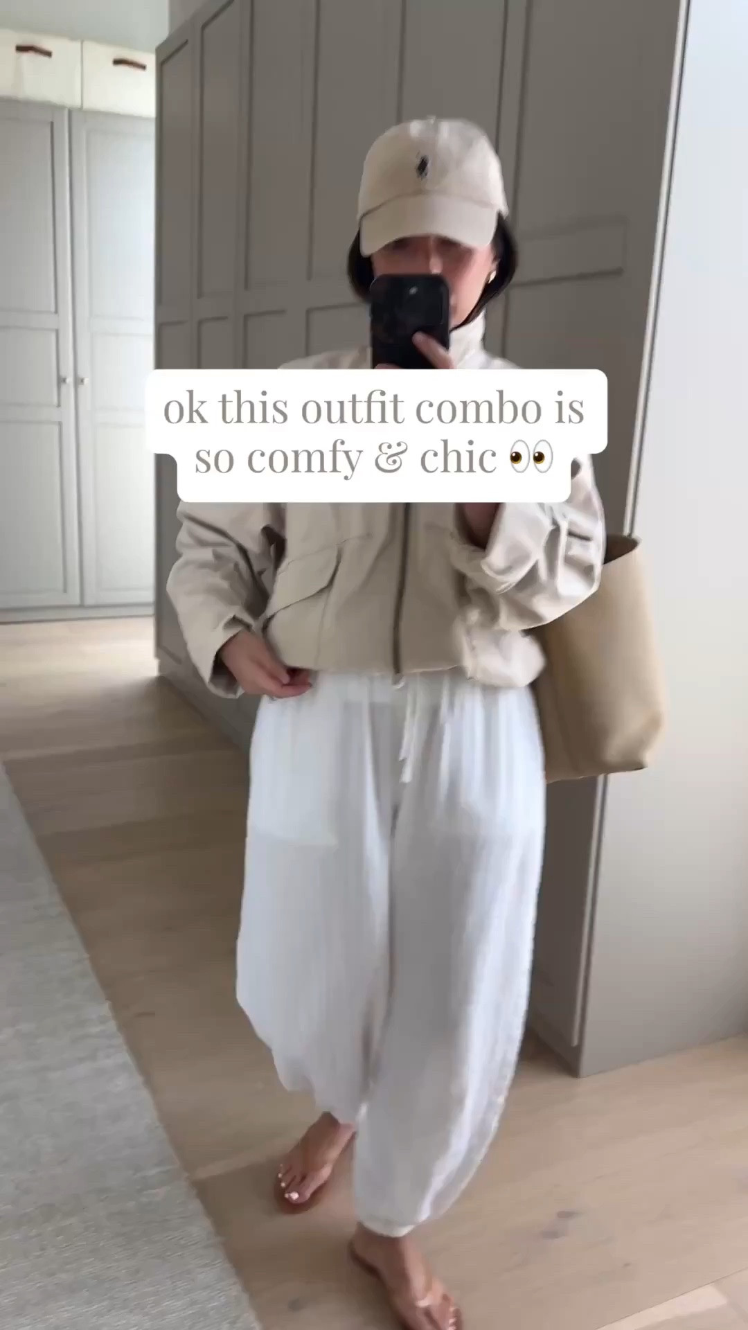 The drop-off outfit nobody told you about. Easy mom outfits to wear to drop off. These gauze pants feel like you’re wearing nothing so great for warm weather. 

Aritzia tee medium
Aritzia balloon pants xs
Joe’s jacket small. But could wear the xs
Polo hat
The Row bag medium
Black Suede studio sandals 35

#LTKPetite #LTKmomlife #LTKootd