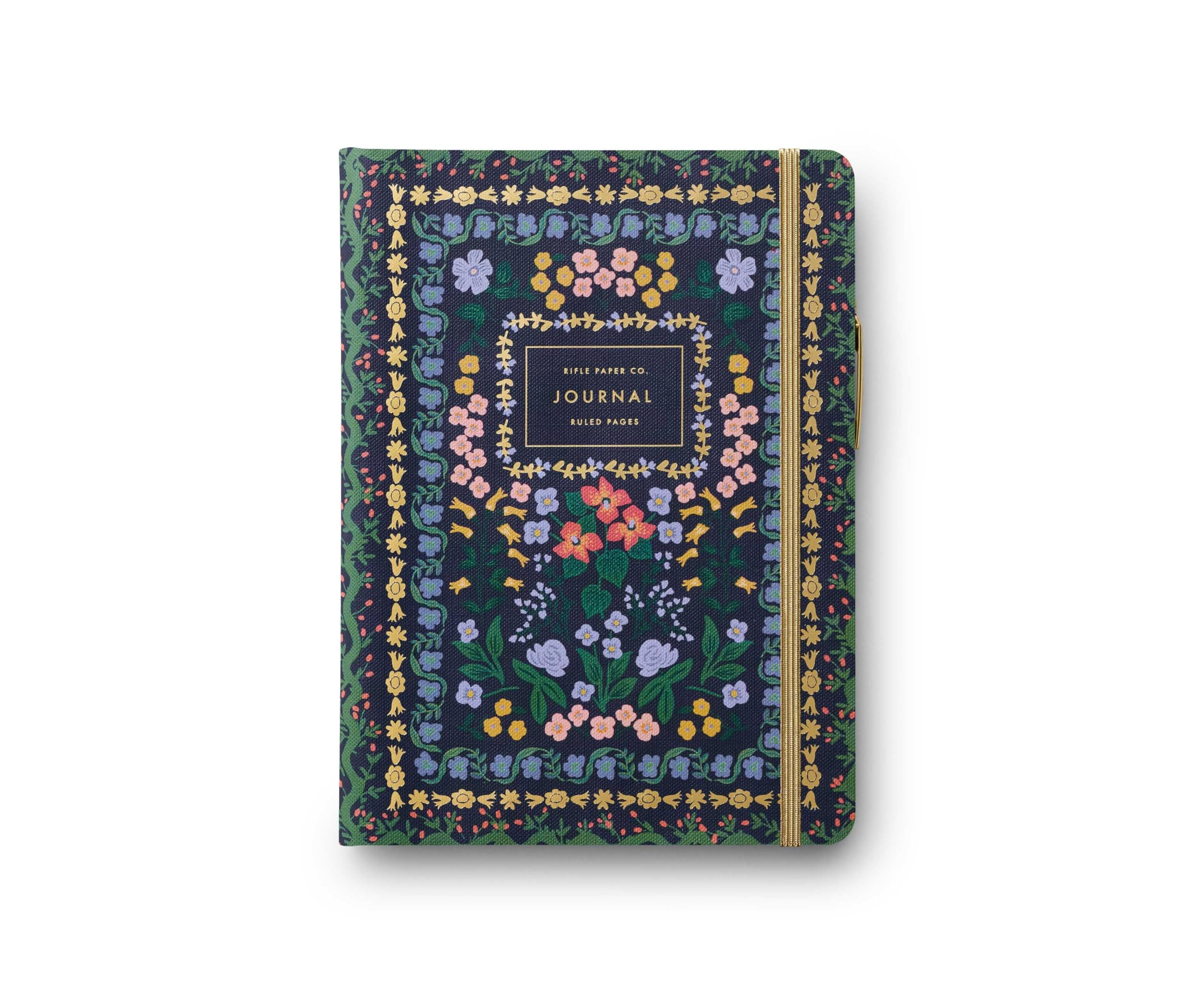 RIFLE PAPER CO. Journal with Pen | Hardcover Journal with Foil Accents, (144 Pages, Elastic Band Closure, Pocket for Extra Storage), Patterned in Wildwood | Amazon (US)