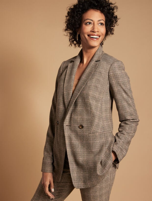 Italian Wool Blend Blazer - Glen Plaid | Talbots
