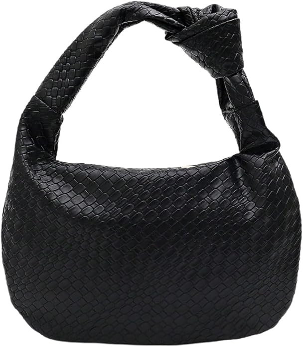 QWINEE Women's Woven Shoulder Bag Retro Vintage Zipper Faux Leather Small Underarm Purse with Kno... | Amazon (US)