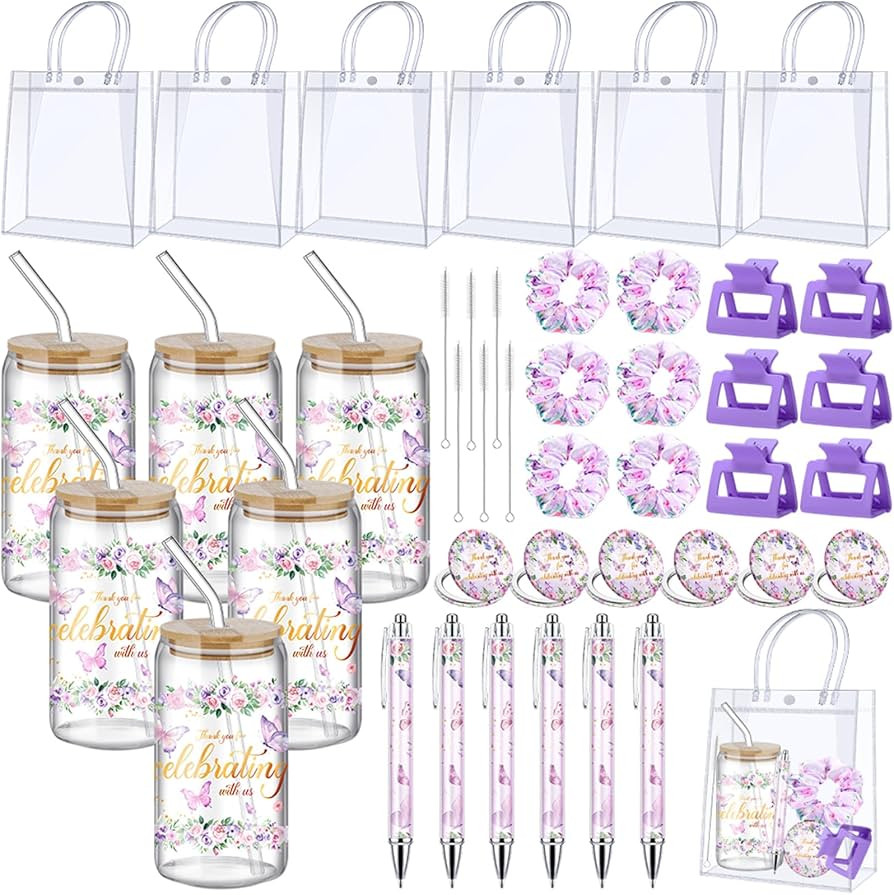 Boao 6 Set Baby Shower Game Prizes for Player Winners Tumblers with Lids Straws Mirrors Hair Scru... | Amazon (US)