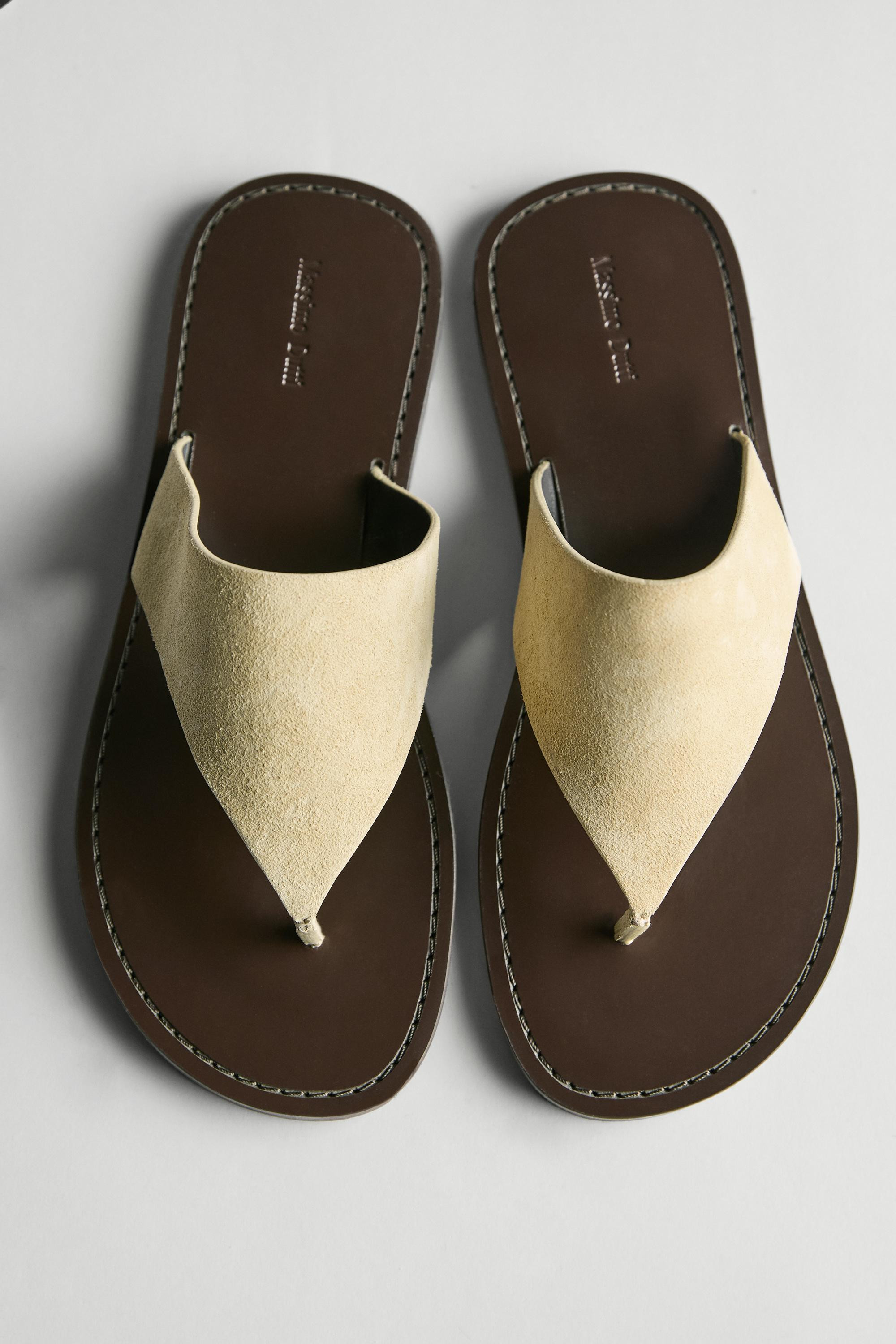 Split leather toe divider sandals | Massimo Dutti UK