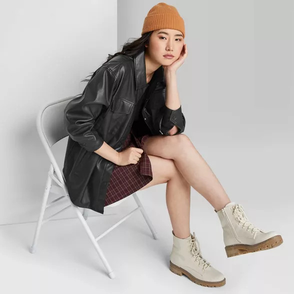 Women's Button-Front Faux Leather Shirt Jacket - Wild Fable™ | Target