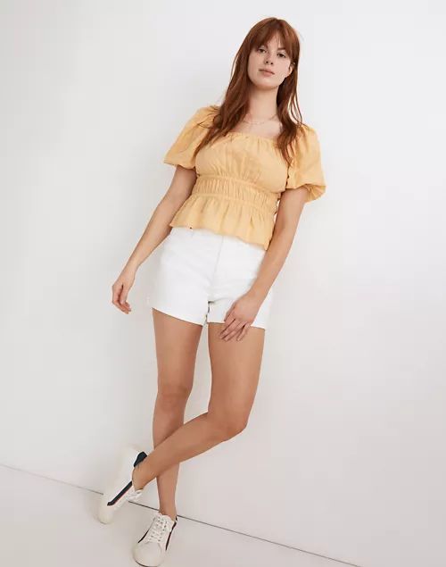 Curvy High-Rise Denim Shorts in Tile White | Madewell