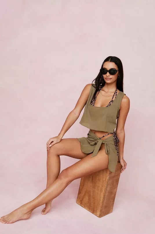 Chiffon Cover Up Top and Mini Skirt Set | Nasty Gal (US)