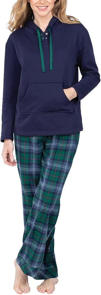 PajamaGram Womens Flannel Pajamas Sets - Pajamas for Women, Hoodie Top | Amazon (US)