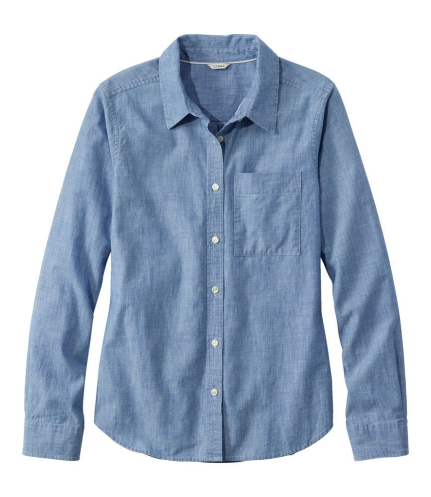 Women's Essential Cotton Shirt, Chambray Long Sleeve Clean Indigo Medium L.L.Bean | L.L. Bean
