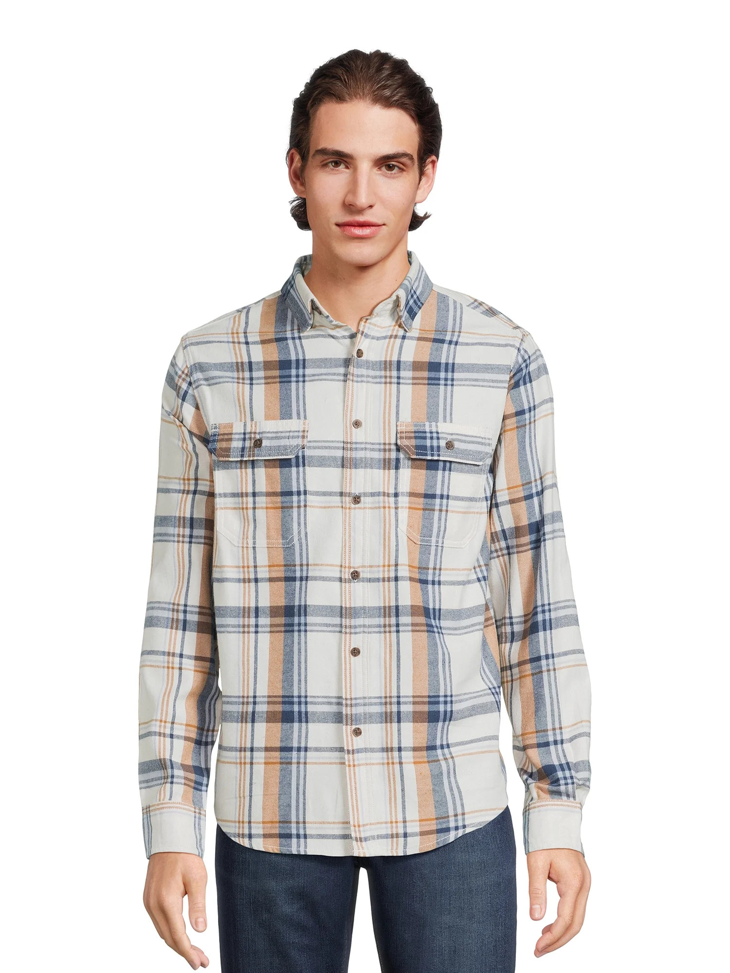 George Men's Long Sleeve Flannel Shirt, Sizes XS-3XLT | Walmart (US)
