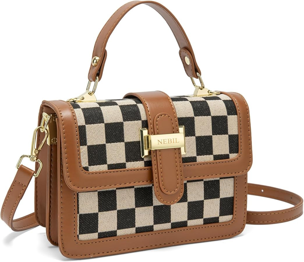 NEBIL Women Checkered Crossbody Bags,Women Checkerboard Cross Body Purses Plaid Handbags | Amazon (US)