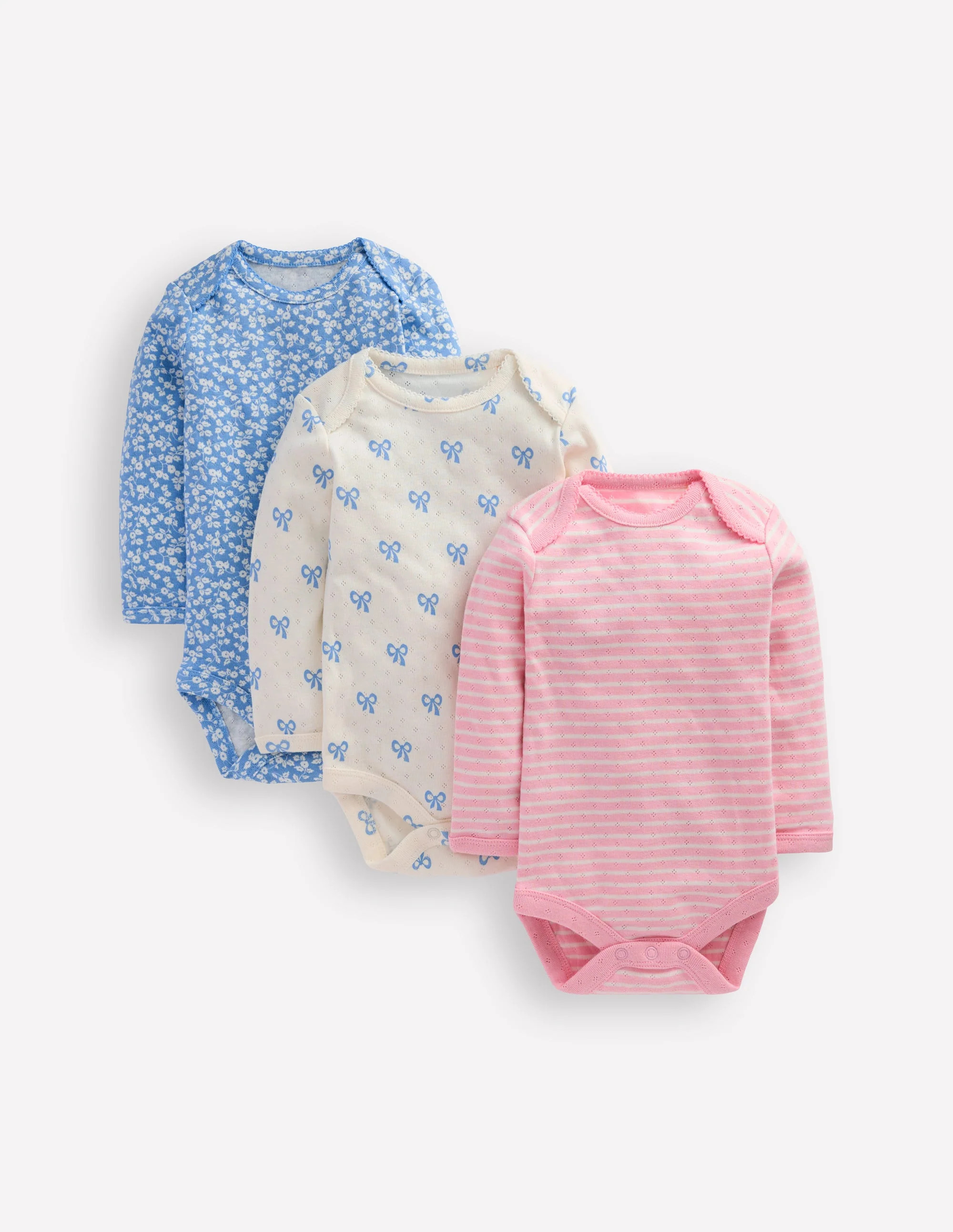 3-pack Pointelle Bodies-Soft Ivory Tiny Bows | Boden UK
