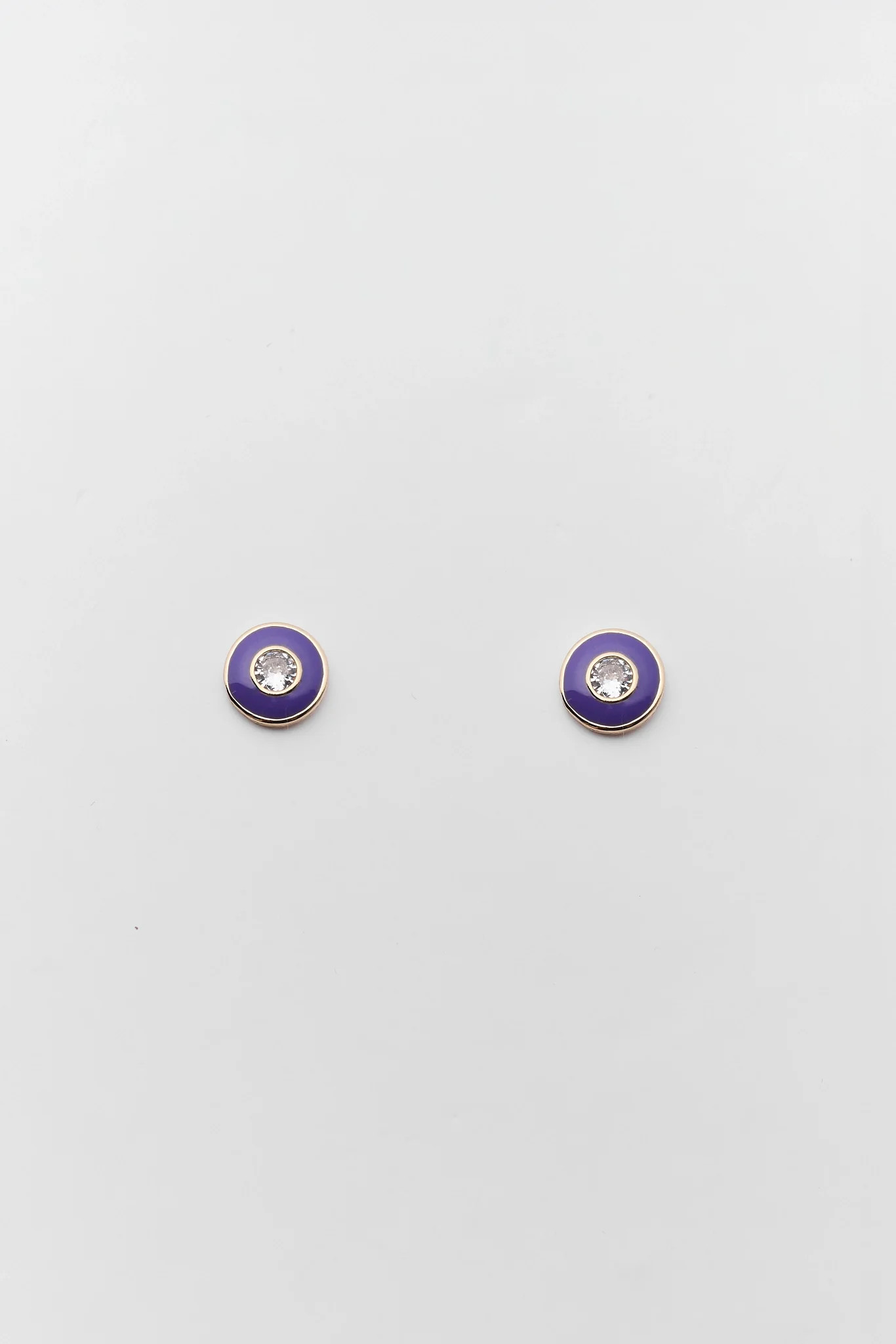 Purple Enamel Rhinestone Stud Earrings | Avara