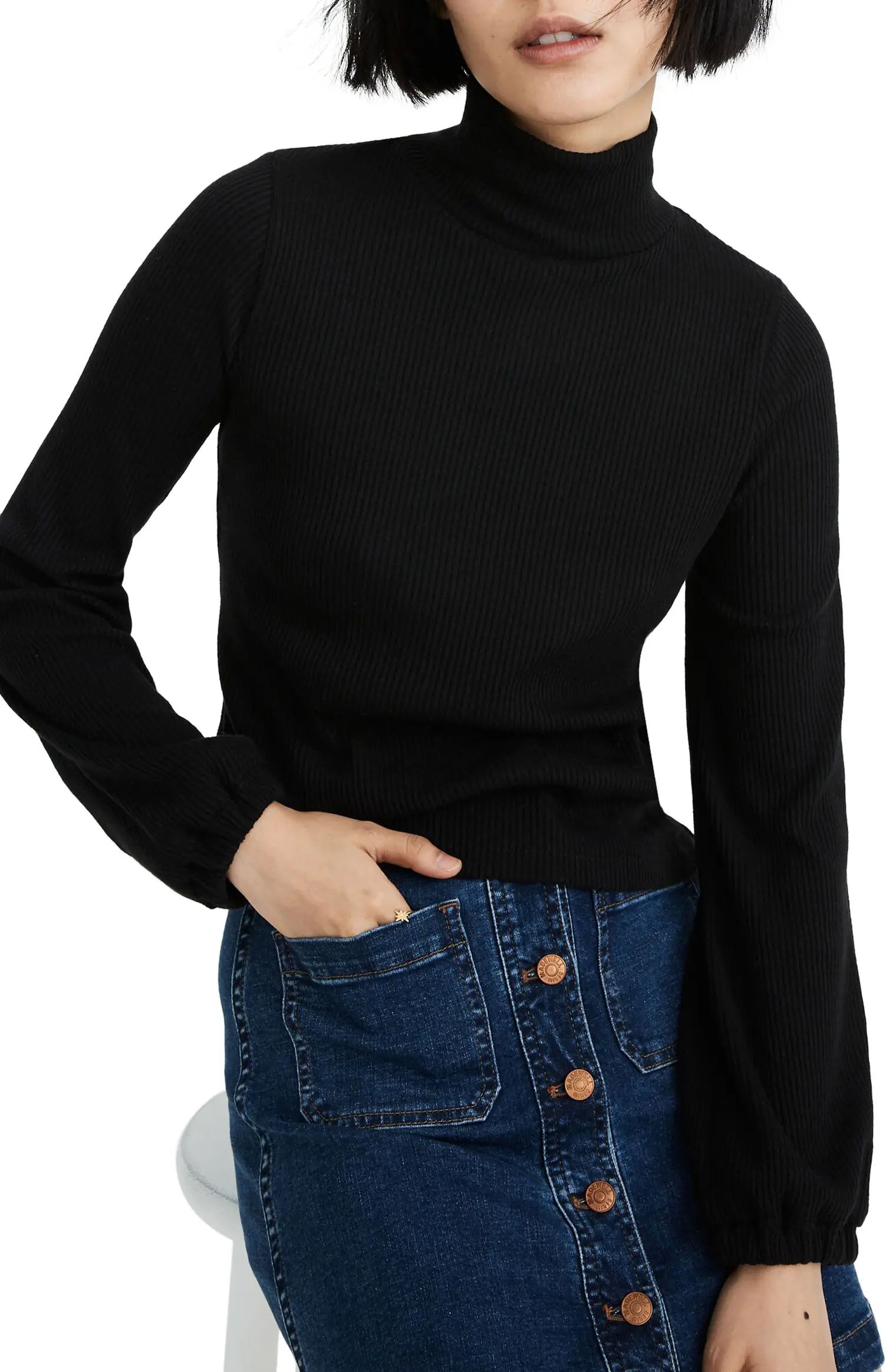 Bubble Sleeve Swing Turtleneck Top | Nordstrom