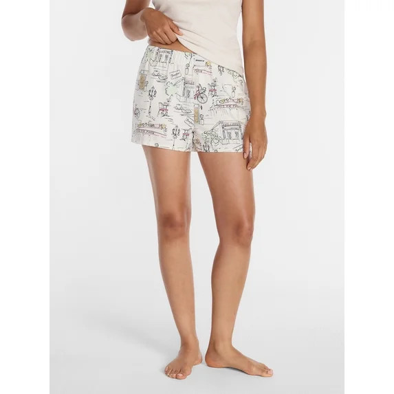 Joyspun Women's Woven Pajama Boxer Shorts, 3'' Inseam, Sizes XS-2X | Walmart (US)