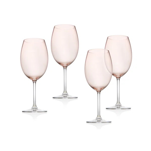 Meridian Blush 12 oz. Crystal All Purpose Wine Glass (Set of 4) | Wayfair North America