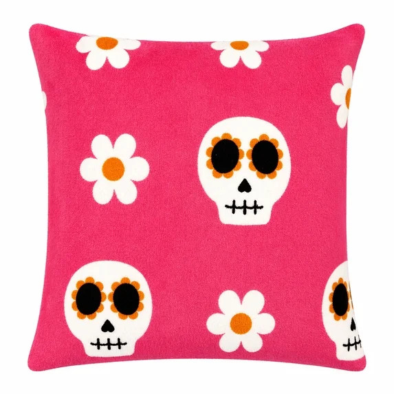 Summerween 18x18 Skull Daisy Pillow | Walmart (US)
