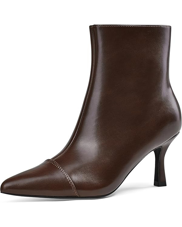 Elisabet Tang Ankle Boots Booties for Women Pointed Toe 3 Inches Heel Dress Comfy with Side Zippe... | Amazon (US)