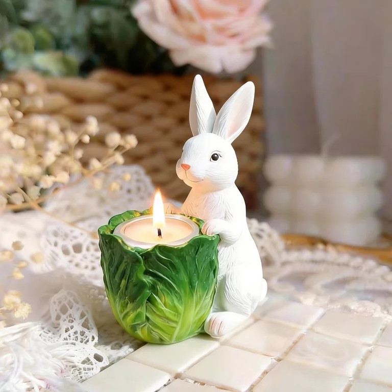 VBBHG Vintage Bunny Candlestick, Resin Candle Holder, Rustic Sculpture with Easter Theme, Elegant... | Walmart (US)