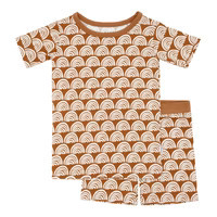 Rust Rainbows Two-Piece Short Sleeve & Shorts Bamboo Viscose Pajama Set | Little Sleepies