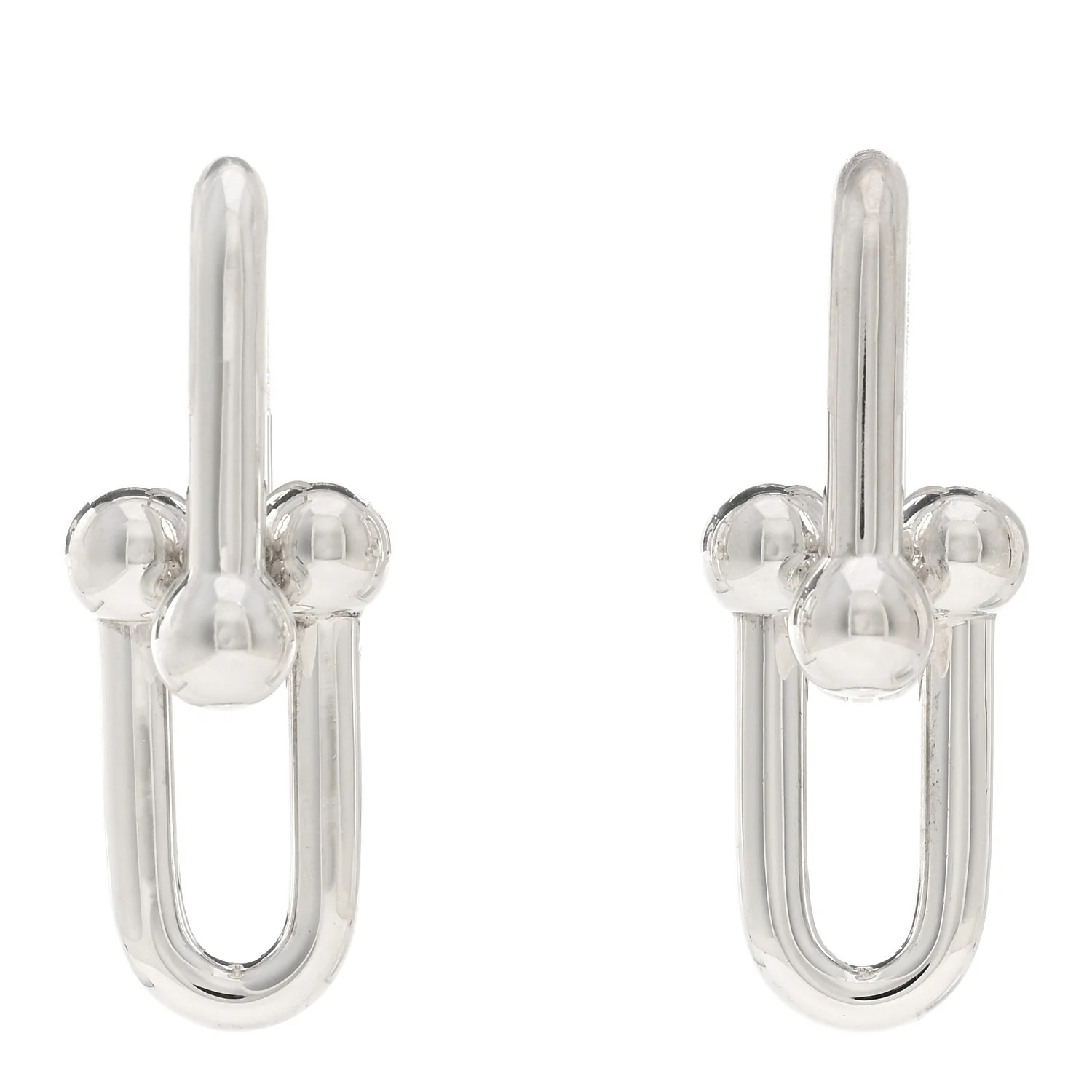 Sterling Silver Large HardWear Link Earrings | FASHIONPHILE (US)