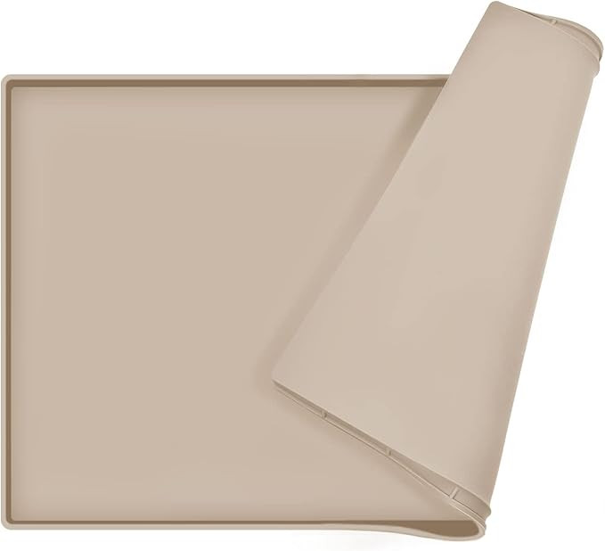 EIOKIT Dog Food Mat,Silicone Waterproof Dog Cat Food Tray,Non Slip Pet Bowl Mats Placemat,Size:(1... | Amazon (US)