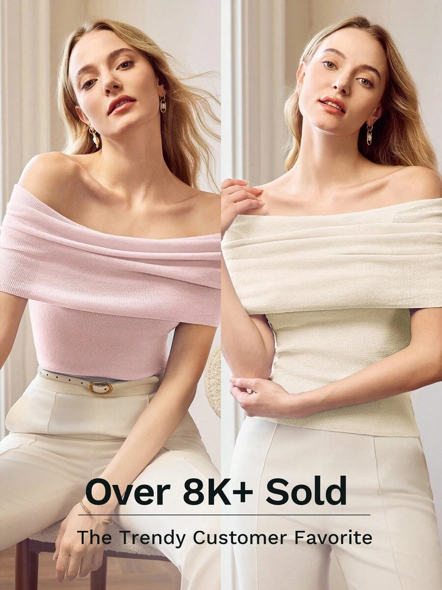 MOTF PREMIUM FOLDOVER OFF THE SHOULDER KNIT TOP | SHEIN