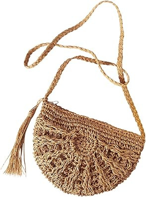 Ayliss Bolso cruzado de paja para mujer, bolso de hombro tejido hecho a mano con borlas | Amazon (US)