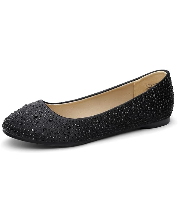 DREAM PAIRS Women's Sole-Shine Rhinestone Ballet Flats Shoes | Amazon (US)