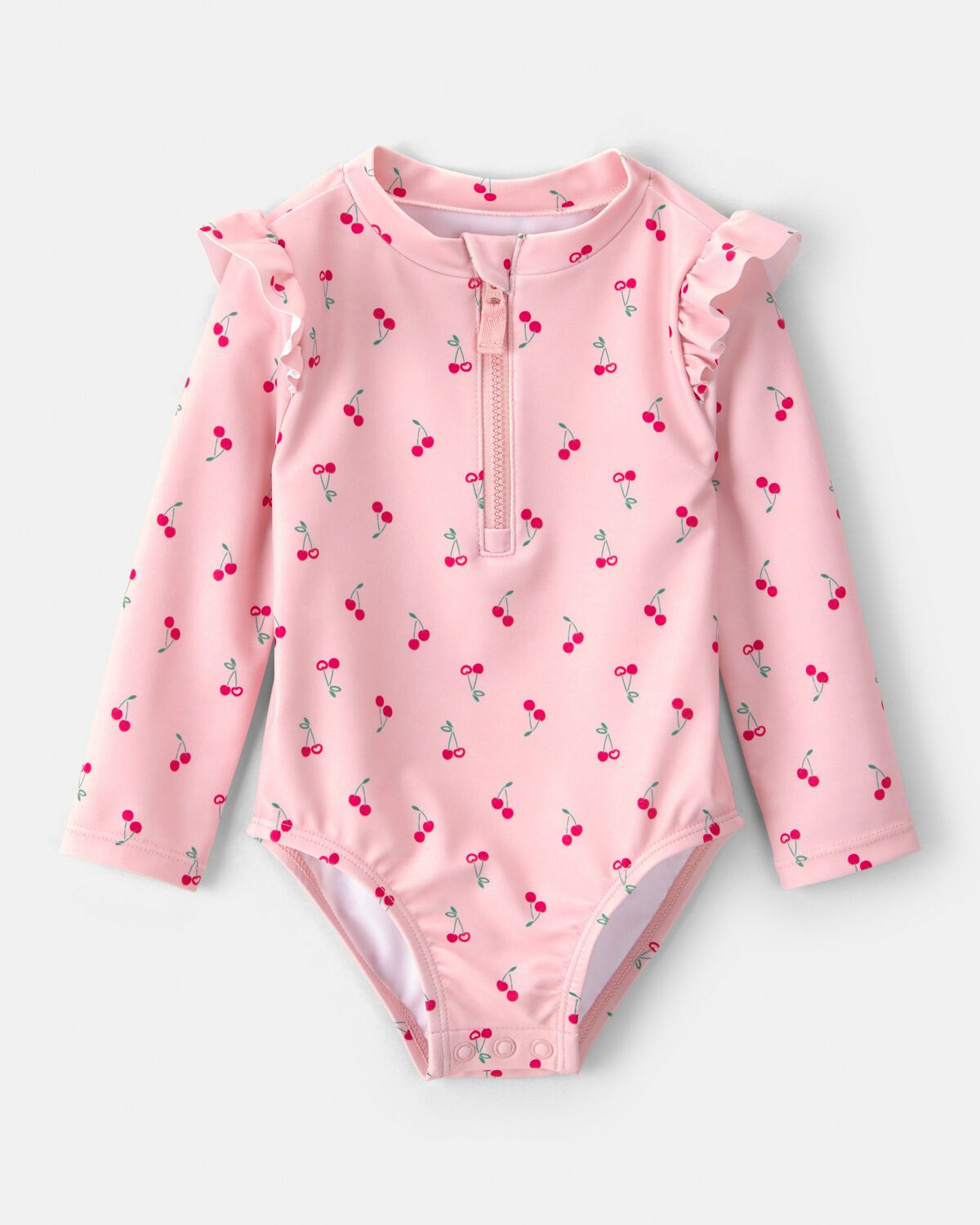 Baby Girl Cherry Long-Sleeve 1-Piece Rashguard Swimsuit - Pink | Carter's | Carter's Inc