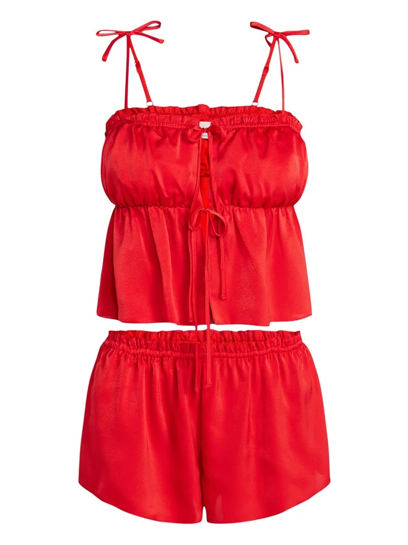 No Boundaries Sleepwear Satin Cami and Shorts Set, 2-Piece, Women's XS-XXL | Walmart (US)