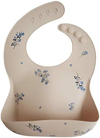 mushie Silicone Baby Bib | Adjustable Fit Waterproof Bibs (Lilac Flowers) | Amazon (US)