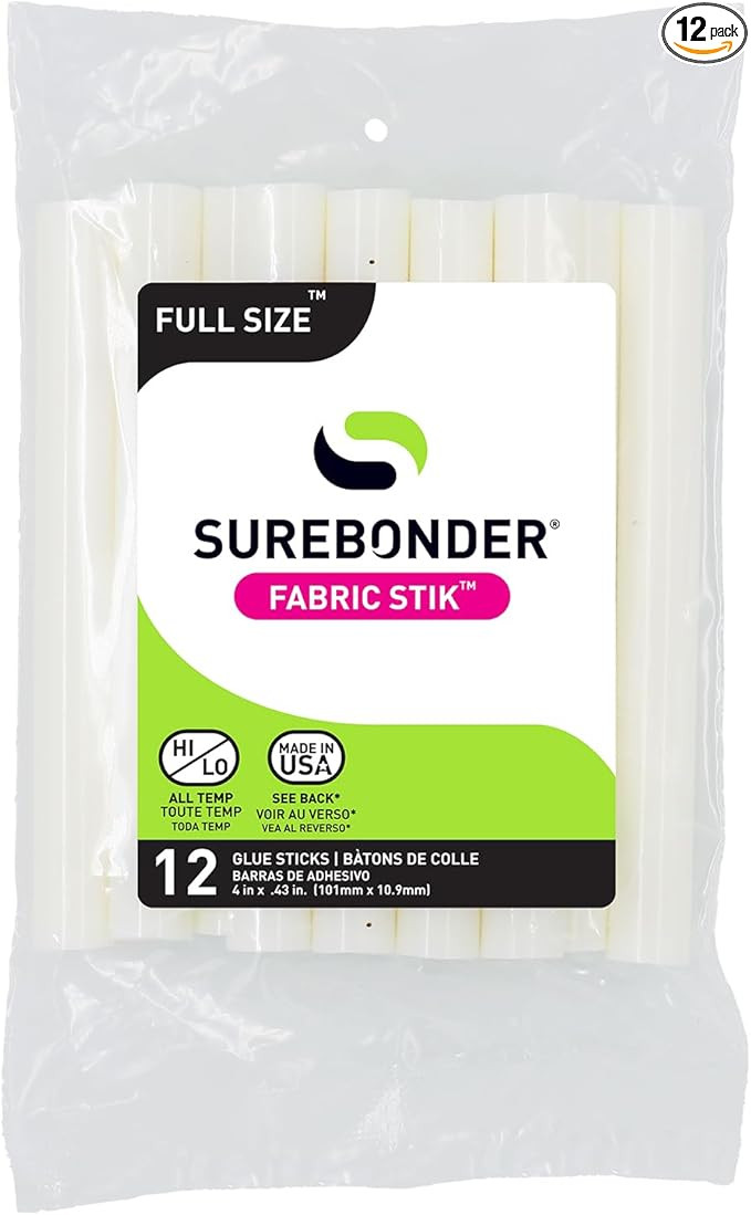Surebonder Fabric Hot Glue Sticks, Full Size, 4-Inch, Machine Washable Adhesive for Denim, Felt, ... | Amazon (US)
