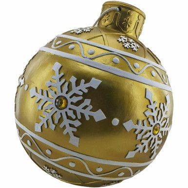 Fraser Hill Farm 18-In. Gold Resin Oversized Christmas Ornament w/ Snowflake Pattern and LED Ligh... | Fraser Hill Farm